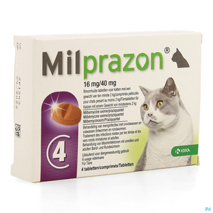 Milprazon 16 mg/40 mg Kat +2 kg Tabl 1x4