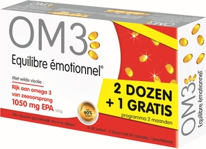OM3 Classic Pack Emotioneel Evenwicht 3 x 60 Capsules (waarvan 60 gratis)