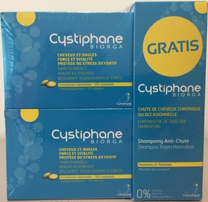 Cystiphane Biorga 2 x 120 Tabletten (met shampoo tegen haaruitval 200ml gratis)