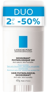 La Roche-Posay Fysiologische Deodorant 24u Stick 2x40g (2de aan - 50%)