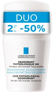 La Roche-Posay Fysiologische Deodorant 24u Roll-On 2x50ml (2de aan - 50%)