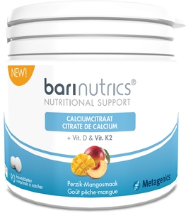 Barinutrics Calciumcitraat Perzik-Mango 90 Kauwtabletten