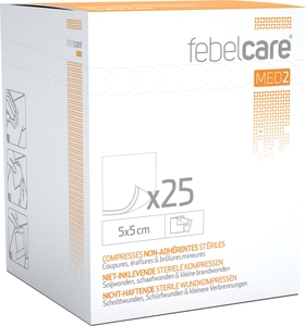 Febelcare MED1 25 Niet-Klevende Steriele Kompressen 5x5cm