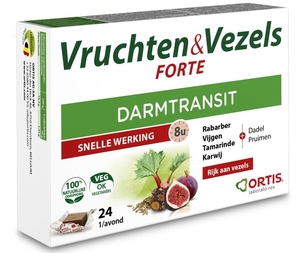 Ortis Vruchten &amp; Vezels Forte Transit Intestinal Action Rapide 24 Kauwblokjes