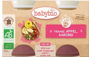 Babybio Potjes Appel Aardbei +6 Maanden 2x130 g