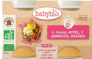Babybio Potjes Appel Abrikoos Granen +4 maanden 2x130 g