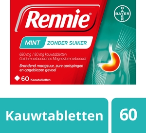 Rennie Munt Zonder Suiker 60 Kauwtabletten