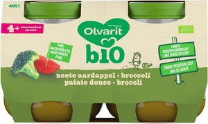 Olvarit Bio Zoete aardappel + Broccoli 4+ Maanden 2x125 g