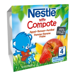 Nestle Baby Compote Appel Banaan Aardbei Pot 4x100g