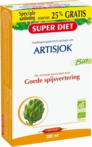 SuperDiet Artisjok Bio Bevordert Spijsvertering 20 Ampullen x 15ml (25% gratis)