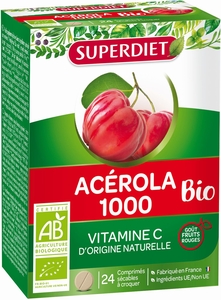SuperDiet Acerola 1000 Bio 24 Kauwtabletten