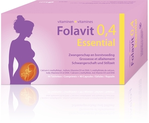Folavit 0,4 mg Essential Zwangerschap en Borstvoeding 90 Tabletten + 90 Capsules
