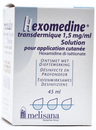 Hexomedine Transdermische oplossing 1,5mg/ml voor gebruik op de huid 45ml | Ontsmettingsmiddelen - Infectiewerende middelen