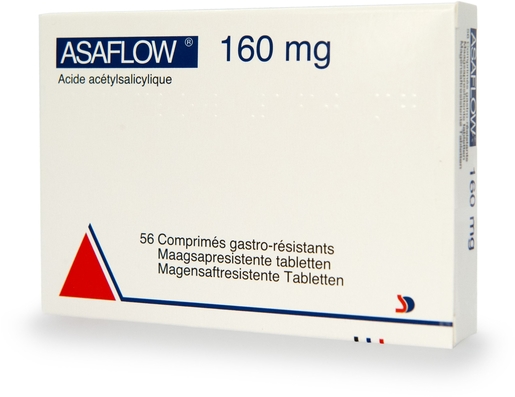 Asaflow 160mg 56 Maagbestendige Tabletten | Algemene bloedsomloop - Vloeibaarheid van het bloed