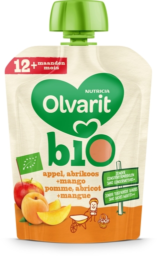 Olvarit Bio Pomme + Abricot + Mangue 12+ Mois 90g | Alimentation