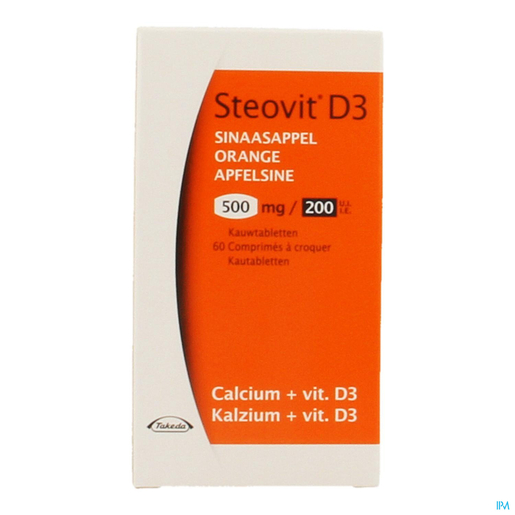 Steovit D3 500mg/200 IU 60 Kauwtabletten (Sinaasappel) | Calcium - Vitamine D