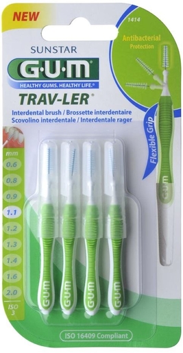 GUM TRAV-LER 4 Interdentale Borsteltjes 1,1mm | Tandfloss - Interdentale borsteltjes