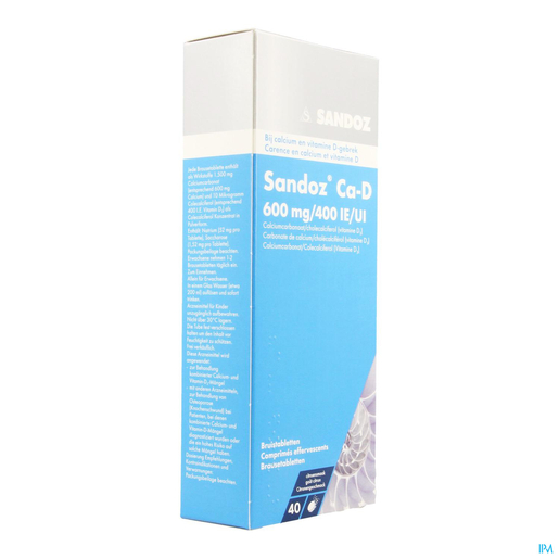 Sandoz Ca-D 600mg/400IE 40 Bruistabletten | Calcium - Vitamine D