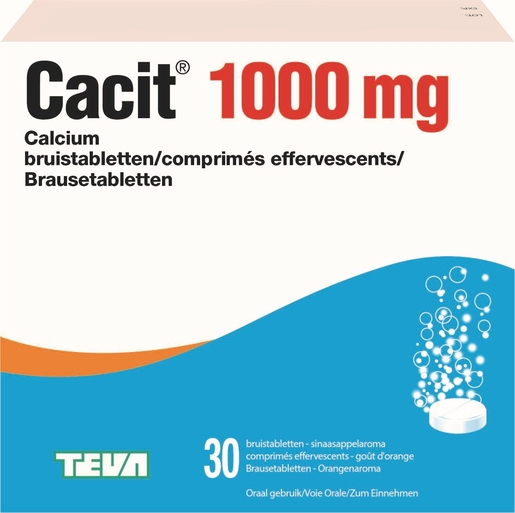 Cacit 1000mg 30 Bruistabletten | Calcium - Vitamine D