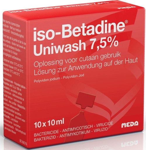 iso-Betadine Uniwash 7,5% Oplossing voor Cutaan Gebruik Unidosis 10 x 10ml | Ontsmettingsmiddelen - Infectiewerende middelen