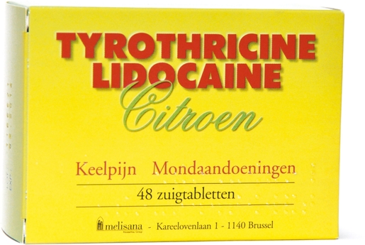 Tyrothricine Lidocaïne Citroen 48 Zuigtabletten | Keelpijn