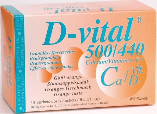 D-Vital 500/440 Sinaas 30 Zakjes | Calcium - Vitamine D