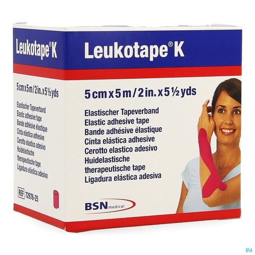 Leukotape K Kleefwindel Elast Roze 5cmx5m 1 | Verbanden - Pleisters - Banden
