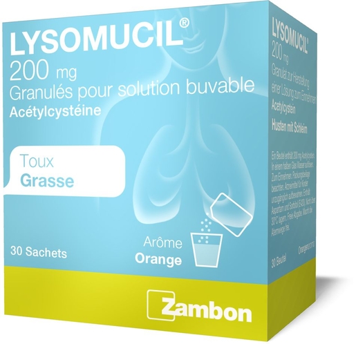Lysomucil 200mg 30 Sachets de Granulés | Toux grasse