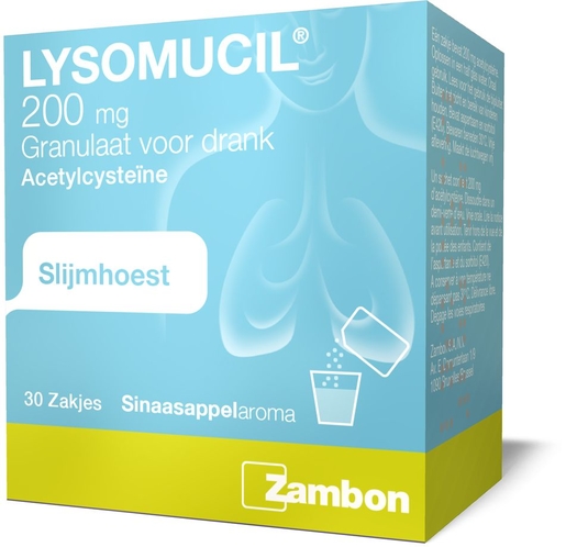 Lysomucil 200mg 30 Zakjes Granulaat | Vette hoest