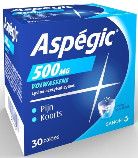 Aspegic 500mg volwassenen 30 zakjes | Hoofdpijn - Diverse pijnen