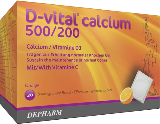D-Vital Calcium 500/200 Sinaas 40 Zakjes | Vitaminen D