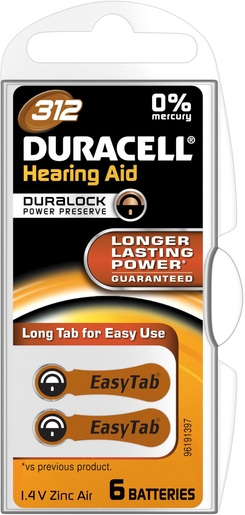 Duracell Easytab Batterij Hoorapparaat Da312 6 Bruin | Batterijen