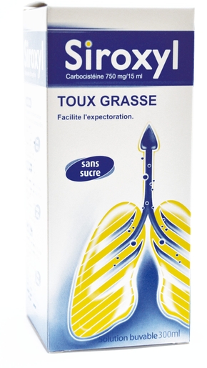 Siroxyl Sans Sucre Adultes 750mg/15ml Sirop 300ml | Toux grasse