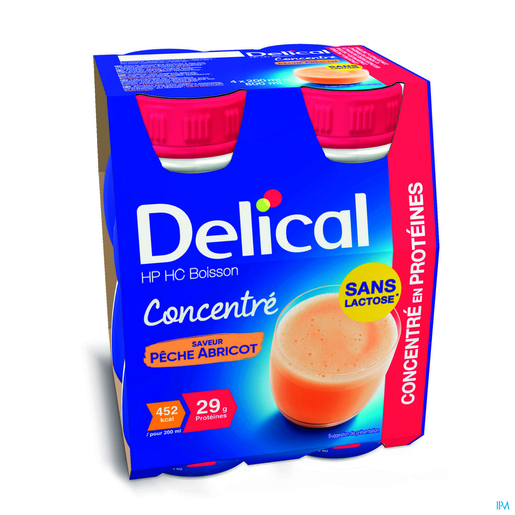 Delical Concentraat Drank HP-HC Perzik Abrikoos 4 x 200 ml | Dieetproducten