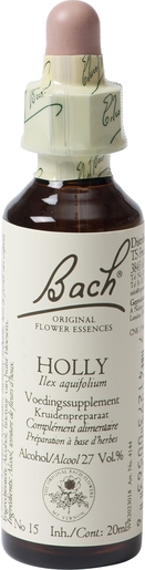 Bach Flower Remedie 15 Holly 20ml | Hypersensibilité aux influences des autres