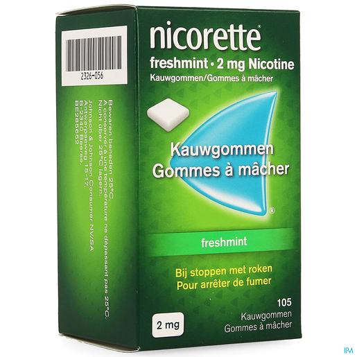 Nicorette Freshmint 2mg 105 Gommes à Mâcher | Arrêter de fumer