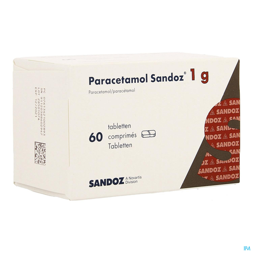 Paracetamol Sandoz 1g 60 Comprimés | Maux de tête - Douleurs diverses