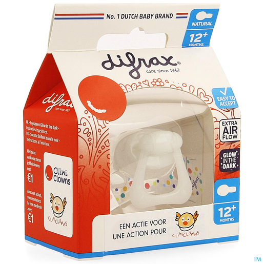 Difrax Sucette Natural 12m+ Cliniclowns