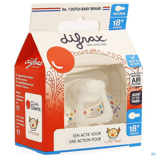 Difrax Sucette Natural 18m+ Cliniclowns