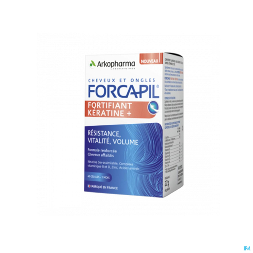 Forcapil Fortifiant Keratine+  60 gélules | Vitamines - Chute de cheveux - Ongles cassants