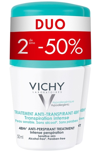 Vichy Duo 2 Deodorants Anti-Transpirant x50ml (2de aan -50%) | Klassieke deodoranten