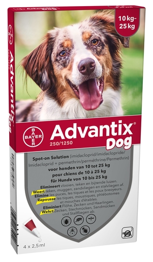 plotseling voetstuk Vrijgekomen Advantix 250/1250 Honden 10<25 kg Fl 4x2,5 ml | Geneesmiddelen voor honden