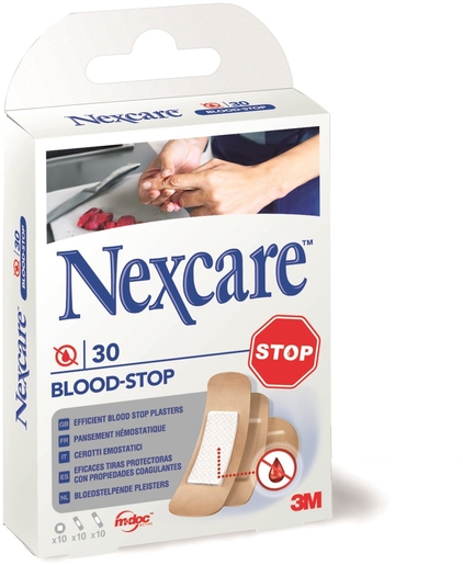 NexCare 3M BloodStop 30 Pansements Hémostatiques Assortis | Pansements - Sparadraps - Bandes
