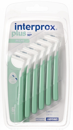 Interprox Plus 6 Borstels voor tussen de tanden Micro 0.9mm | Tandfloss - Interdentale borsteltjes
