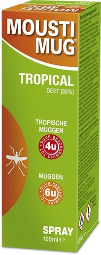 Moustimug Tropical 30% Deet Spray 100ml | Antimuggen - Insecten - Insectenwerend middel
