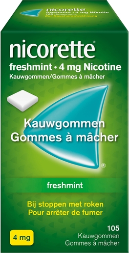 Nicorette Freshmint 4mg 105 Gommes à Mâcher | Arrêter de fumer