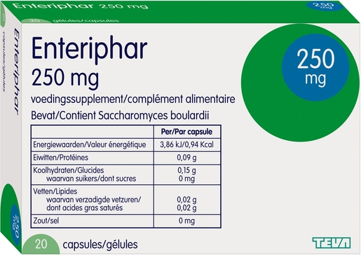 Enteriphar 250mg 20 Capsules | Probiotiques - Prébiotiques