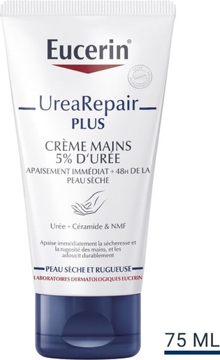 Eucerin UreaRepair Plus Crème Mains 5% d&#039;Urée Peau Sèche et Rugueuse Tube 75ml | Mains Hydratation et Beauté