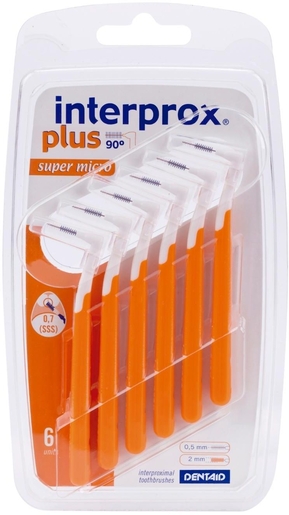 Interprox Plus 6 Brosses Interdentaires Super Micro 0.7mm | Fil dentaire - Brossette interdentaire