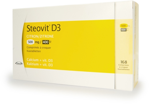 Steovit D3 500mg/400 IE 168 Kauwtabletten (Citroen) | Calcium - Vitamine D